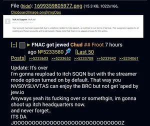 Itch.io has in the past hosted Antifa Game Jams, so left-wing biases in moderation staff would be at least somewhat prevalent. Clearly some Janny was traumatized by the distasteful portrayal of a valid transfolk -ACK!ing xirself, and decided to delete the game to prevent other BIPOC folx from getting PTSD from this hateful content.