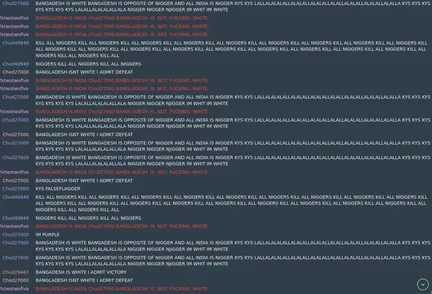 Chud27000 on the IRC spamming "Bangladesh is white" against people spamming "Bangladesh is not fucking white"